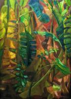 Symphonic Palms - Oil On Canvas Paintings - By Claudia Thomas, Closed Landscape Painting Artist