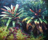 Botanical Beauty - Oil On Canvas Paintings - By Claudia Thomas, Closed Landscape Painting Artist