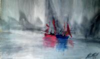Left Alone - Acrylic On Canvas Paintings - By Joe Scotland, Seascape Painting Artist