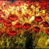 Field Of Poppies By Peggy Garr - Oil  Acrylic On Canvas Paintings - By Peggy Garr, Modern Abstract Contemporary Painting Artist