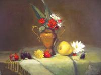 Still Life - Fruit And Flowers - Oil
