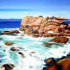 Rocks With Perros Guirec Brittany - Oil On Canvas Paintings - By Martin Alain, Figurative Painting Painting Artist