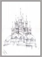 Church Troitsk - - Drawings - By Basovich Lilya, Pencil Drawing Artist