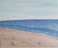 Life Is A Beach - Acrylic Paintings - By Vince Gray, Pointillism Painting Artist