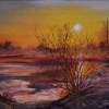 Winter Sunset - Acrylics Paintings - By Erika Kohutovic, Landscape Painting Artist