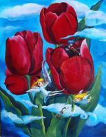 Musical Tulips - Acrylic Paintings - By Min W, Surreal Painting Artist