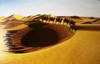 Desert Camels Landscape - Gobi Desert China - Oil On Canvas