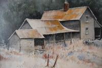 Barns  Houses - A Cold Winters Night - Acrylic