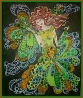 02685 - Acrylic On Canvas Paintings - By Kathleen Bellows, Whimsical Figurative Design Painting Artist