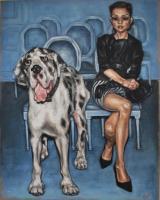 Time - Lady With The Dog - Oil On Linen
