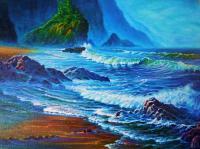 Seascapes - Morning Surf - Oregon - Prof Qlty Oil On 3X P Cnv