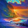 Napali Coast Sunset - Kauai Hawaii - Prof Qlty Oil On 3X P Cnv Paintings - By Joseph Ruff, Immpresionism Painting Artist