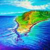 Kaena Point Refractions - Prof Qlty Oil On 3X P Cnv Paintings - By Joseph Ruff, Surrealism Painting Artist