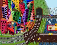 Crowded City By The River - Add New Artwork Medium Digital - By Robert Harvey Clay, Abstract Digital Artist