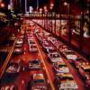 Red Stream Of Taxis - Oil On Canvas Paintings - By Julia Patience, Realism Painting Artist
