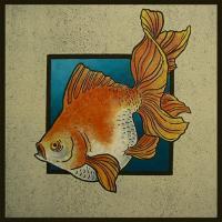 Printmaking - Veiltailed Goldfish - Ink