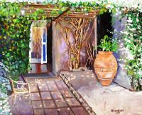 Italian Back Garden - Acrylic On Canvas Paintings - By Rolando Lambiase, Impressionism Painting Artist