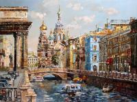 Cityscape - St Petersburg Kazansky Bridge - Oil On Canvas