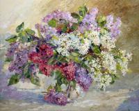 Lilac Bouquet - Oil On Canvas Paintings - By Artemis Artists Association, Impressionism Painting Artist