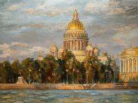 The St Isaacs Cathedral At Sunset - Oil On Canvas Paintings - By Artemis Artists Association, Impressionism Painting Artist