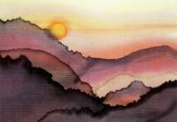 Sunset - Silk Painting Paintings - By Ursula Schroter, Dyes On Silk Painting Artist