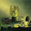 Old Master Style Oil With Wine Glass Cherries And Lemon - Oil On Linen Paintings - By Gary Sisco, Old Master Painting Artist