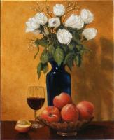 Still Life - Wine And Roses - Oil On Linen