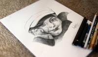 Little Boy - Charcoal Pencil Pen Drawings - By Gregory Gomes, Real Drawing Artist