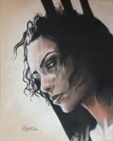 Portrait Of Necia - Charcoal Paintings - By Allen Palmer, Portrait Painting Artist
