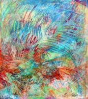 Scribbles - Acrylic And Pastels On Canvas Drawings - By Dave Barazsu, Abstract Drawing Artist