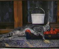 Catnap - Acrylic On Board Paintings - By Deborah Boak, Original Paintings Painting Artist