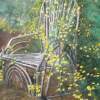 Bentwood Chair In Wildflowers - Acrylic On Canvas Paintings - By Deborah Boak, Realism Painting Artist