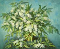 Bird Cherry - Oil On Canvas Paintings - By Arkady Zrazhevsky, Realism Painting Artist