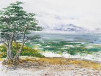 Stormy Morning At Carmel By The Sea California - Watercolor Paintings - By Artist Irina Sztukowski, Realism Painting Artist