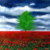 Alone Amongst Zillions Of Poppies - Acrylic On Gallery Canvas Paintings - By Marie-Line Vasseur, Impressionism Painting Artist