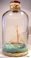 Ships In Bottles - 2 Tonneaux Calliope - Wood Thread Paper Paint Etc