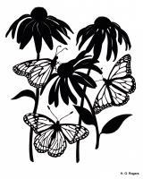 Silhouette Papercut - Monarchs In The Cone Flowers - Paper